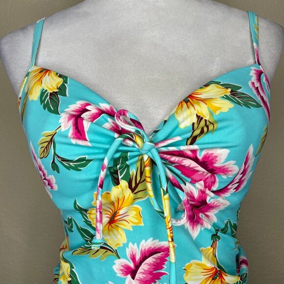 Victoria Secret Tropical Floral Tankini Swim Set Pool Party Beach Vacation M 34C - Picture 3 of 13